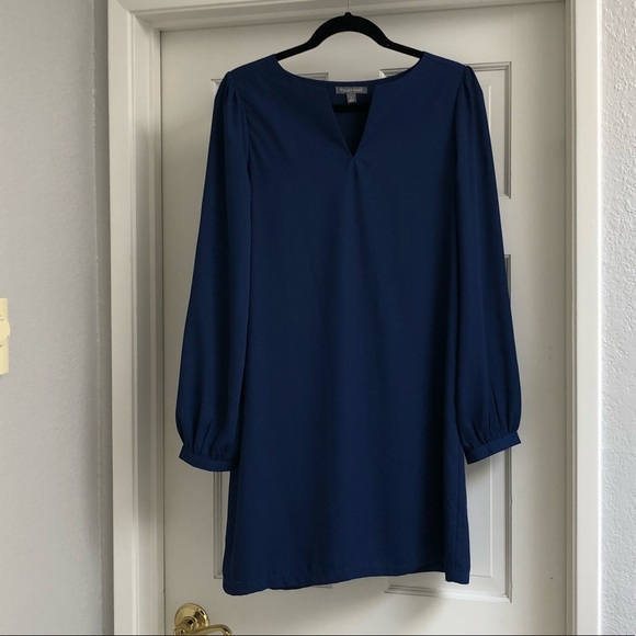 Navy notch neck mini shift dress - Picture 2 of 2
